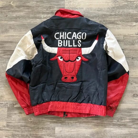 Vintage 80s NBA Chicago Bulls Leather Jacket Size Medium - Picture 5 of 8